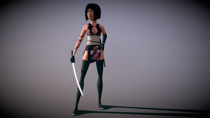 girl ninja cartoon style 3D Model