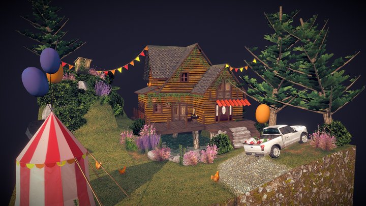 DAE Diorama retake - Small Farm 3D Model