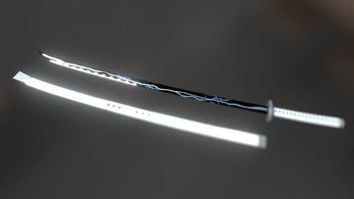 White Electric Katana 3D Model