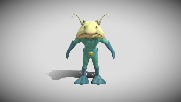 Blob Fish Man Retopo 3D Model