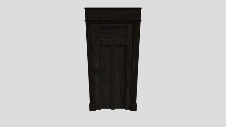 Wooden door with blood stains 3D Model