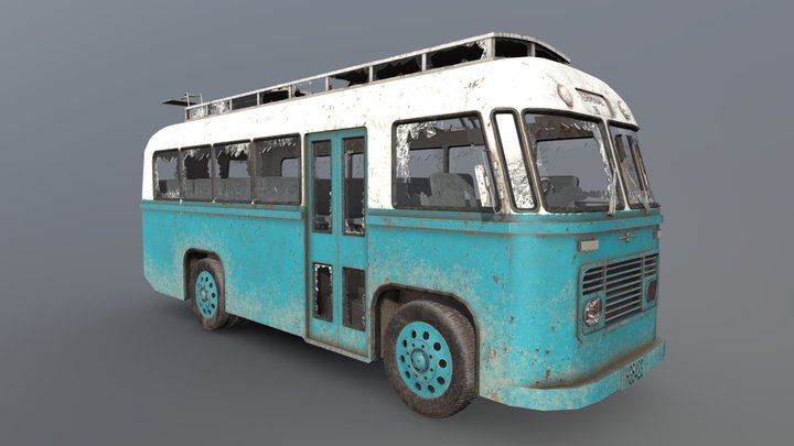 Destroyed Bus 3D Model