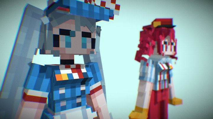 Hatsune Miku and Juane Teto 3D Model