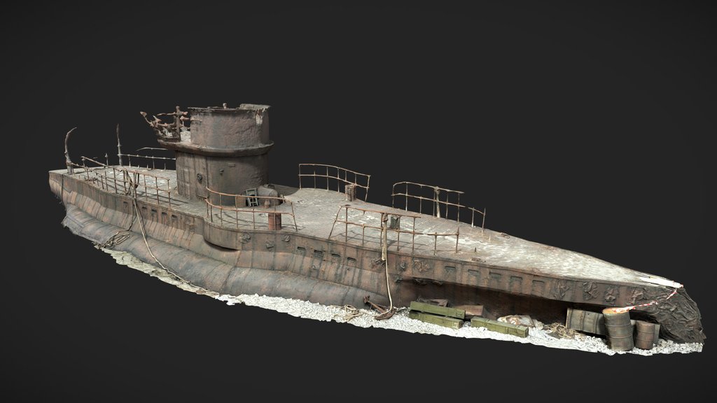 Beached Old Submarine PBR Scan