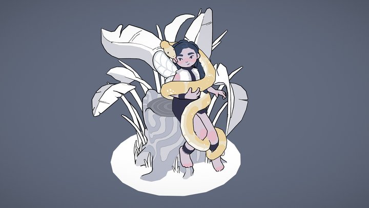 Fairy and her Python 3D Model