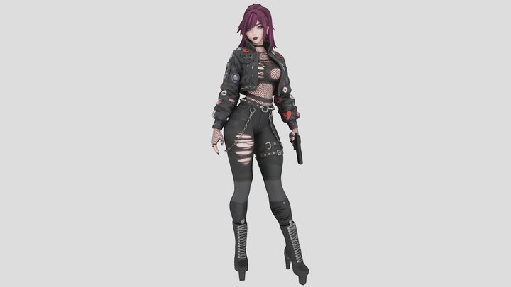 Action Female Character 3D Model