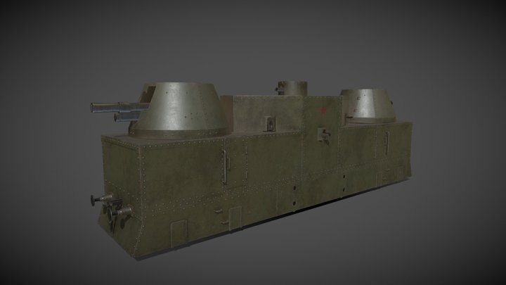 armored train "Buria" - copy 3D Model