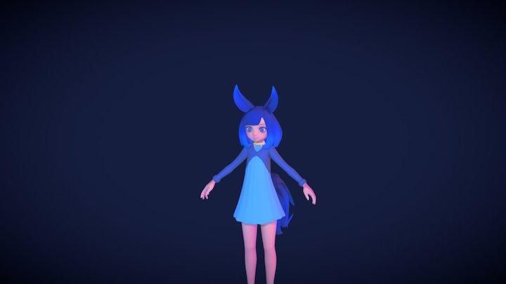 Little Fox Girl 3D Model