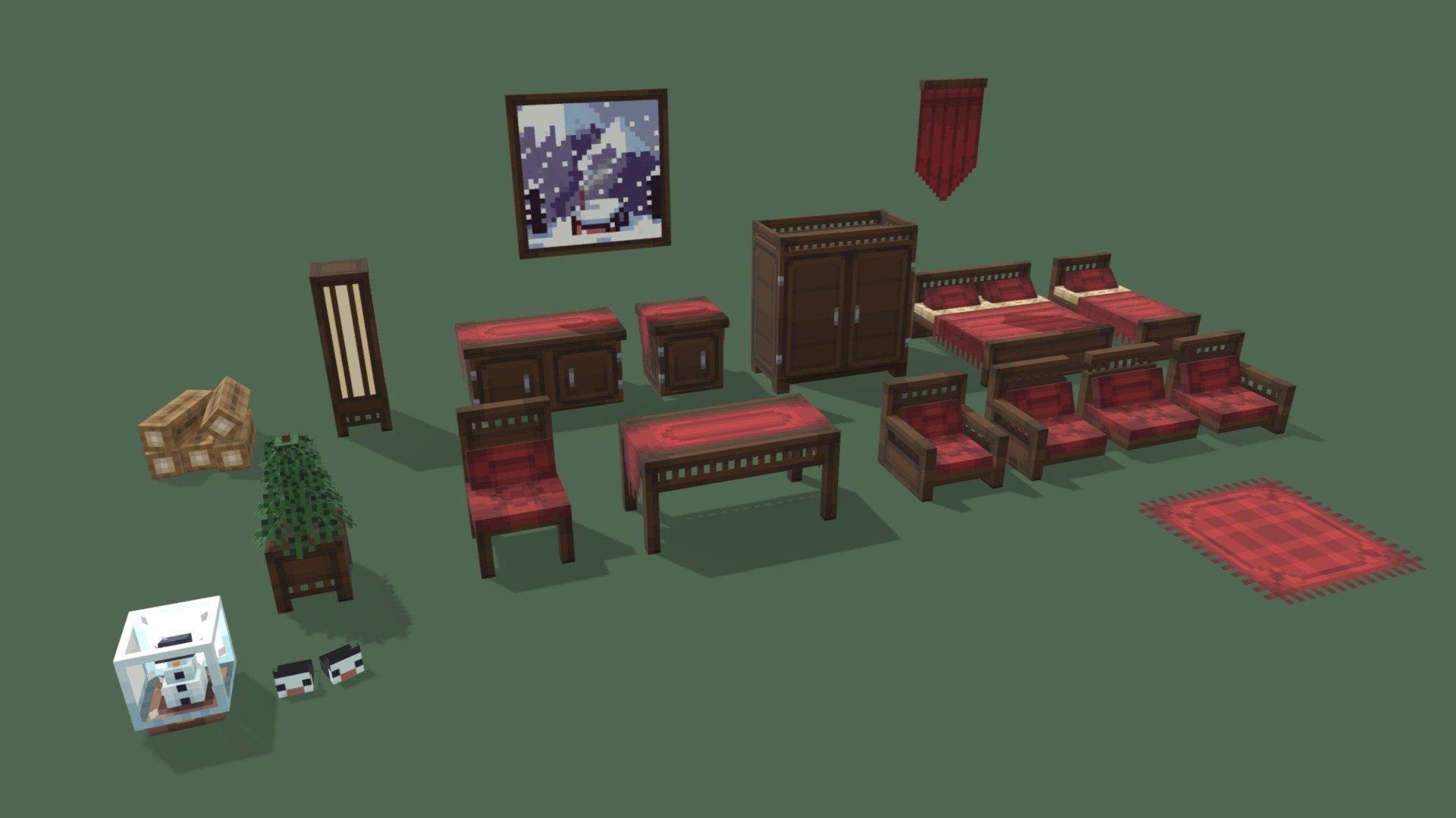 Taiga furniture 3D model by ShizuArt [7037c42] Sketchfab