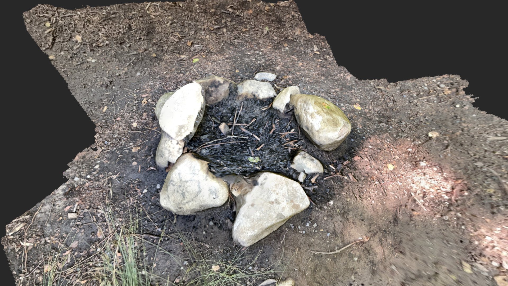 Fireplace fire pit hole campfire made of stones Download Free 3D model by zexell [703c442