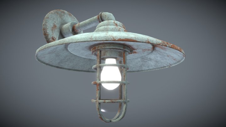 Industrial Style Caged Wall Lamp 3D Model