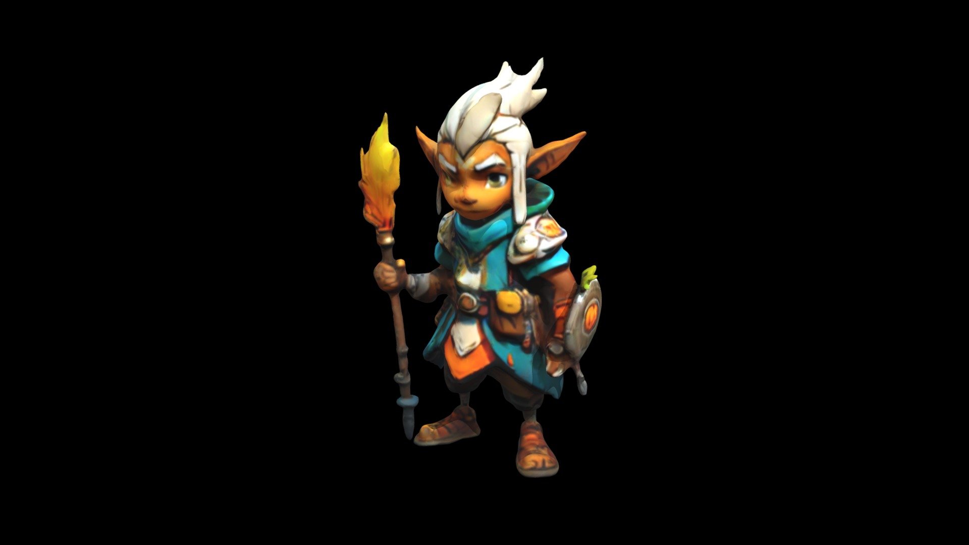 a cartoon character is holding a torch and a - Download Free 3D model ...