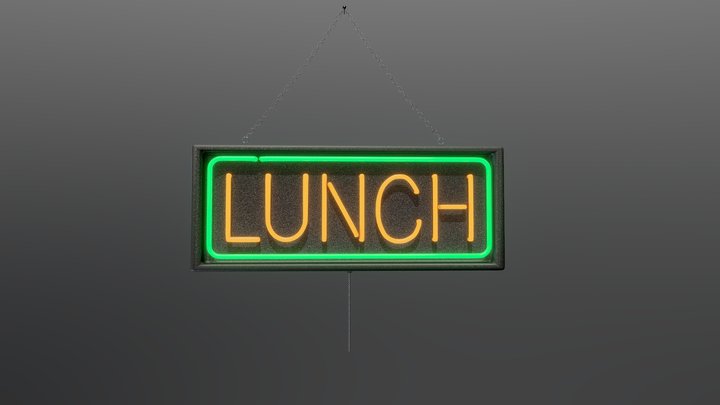 Neon Lunch Sign 3D Model