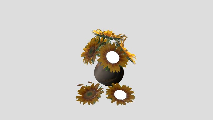 Sunflowers In Bronze Vase – Kostenloses 3D-Modell STL
