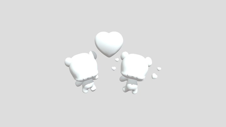 Hai bạn gấu cute 3D Model