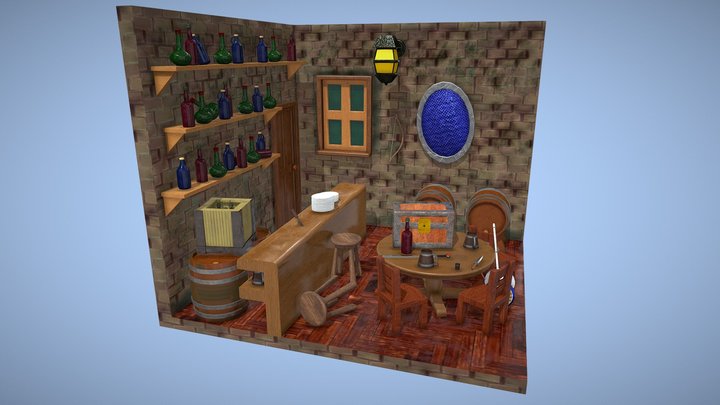 Little Medieval Tavern Interior 3D Model