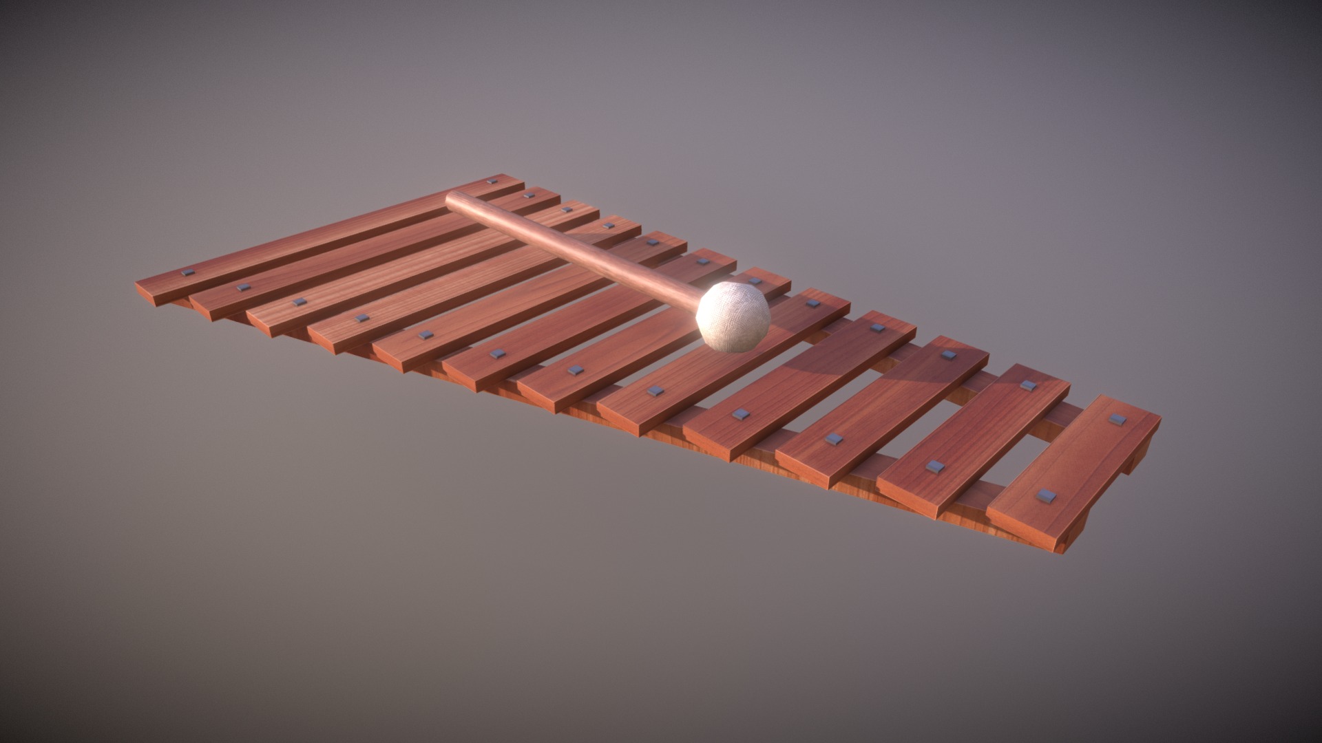 3D model Game Ready Xylophone Wooden With Mallet Low Poly - This is a 3D model of the Game Ready Xylophone Wooden With Mallet Low Poly. The 3D model is about a wooden structure with a light.