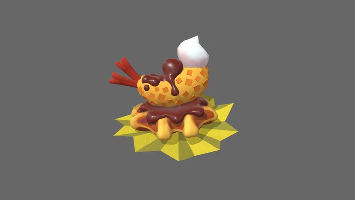 Fried Shwaffle 3D Model