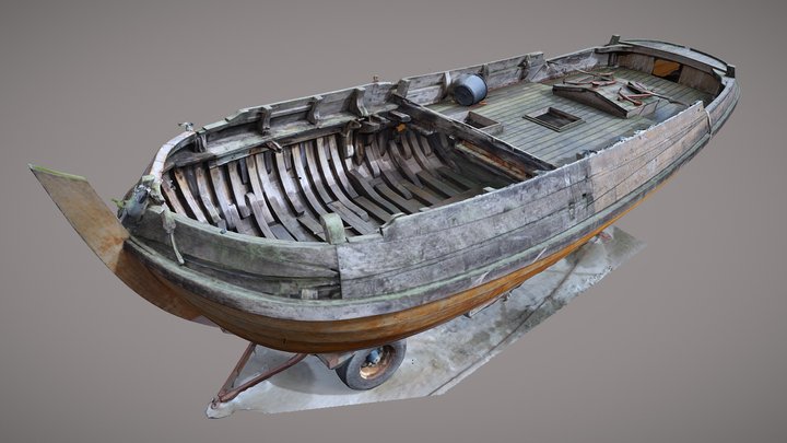 Historic barge at shipyard Van Klink Workum 3D Model