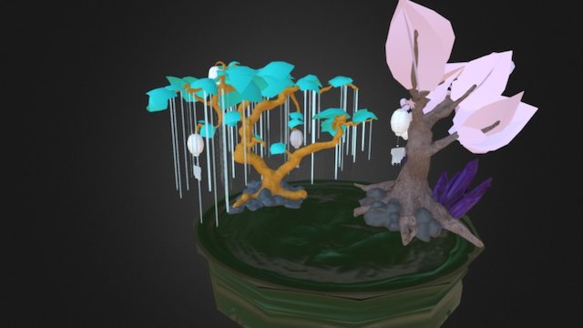 Japanese fantasy tree scene 3D Model