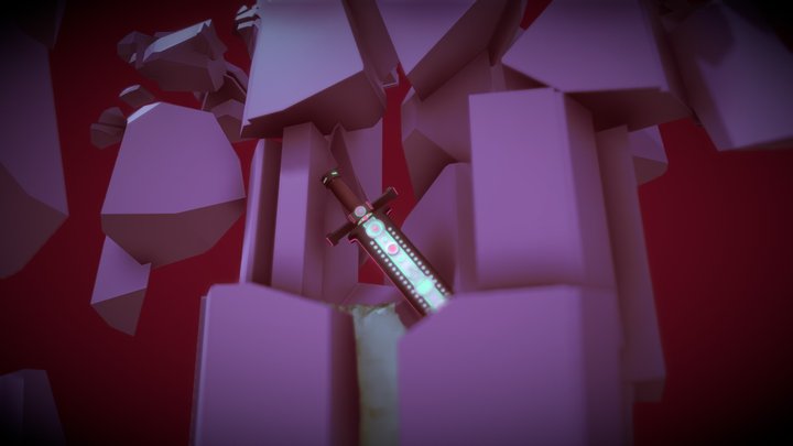 Espada em uma ilha 3D Model