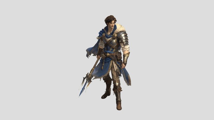 Fantasy Knight with Trident 3D Model