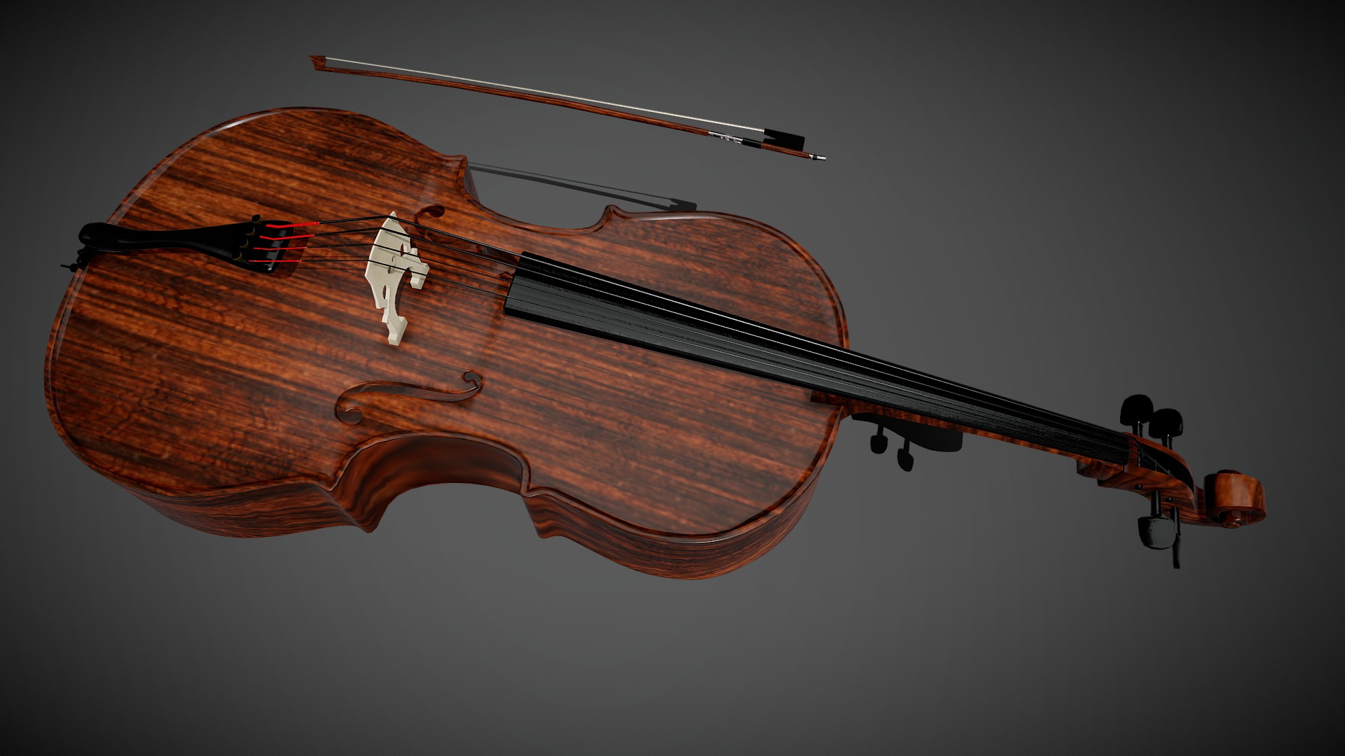 3D model Cello – Gameready prop - This is a 3D model of the Cello - Gameready prop. The 3D model is about a violin with a white string.