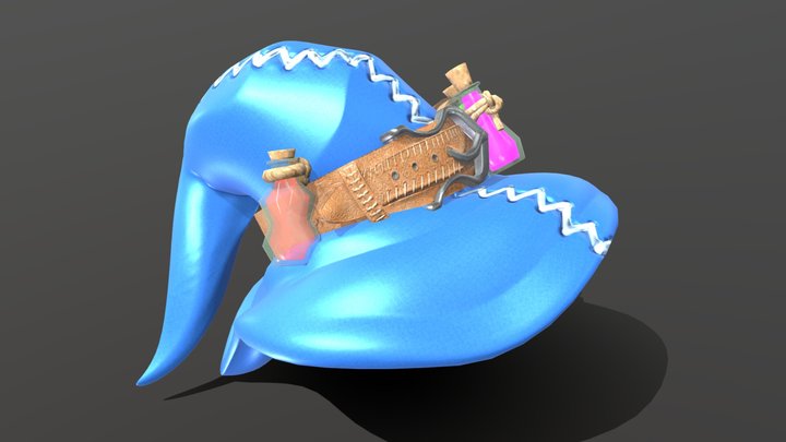 Blue Wizard Hat 3D Model