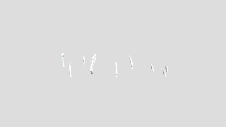3 weapons with 2 variants for each blocking 3D Model