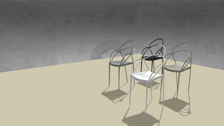 Lili Chair 4 plastic colors 3D Model