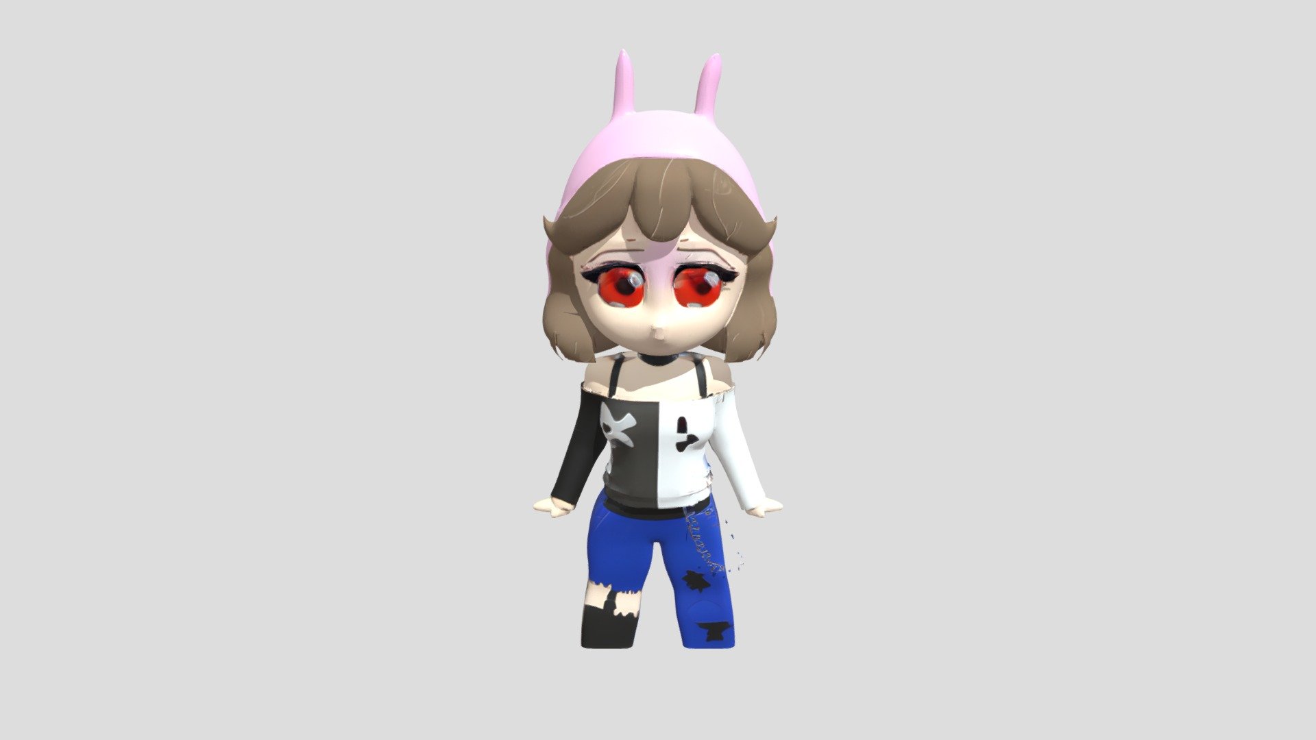 cartoon girl with pink hat - 3D model by Priestly (@tomdiaz4242 ...