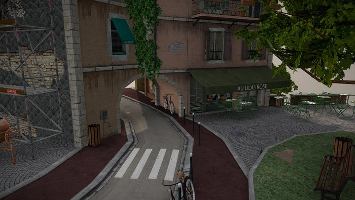 Annecy inspired cityscene 3D Model