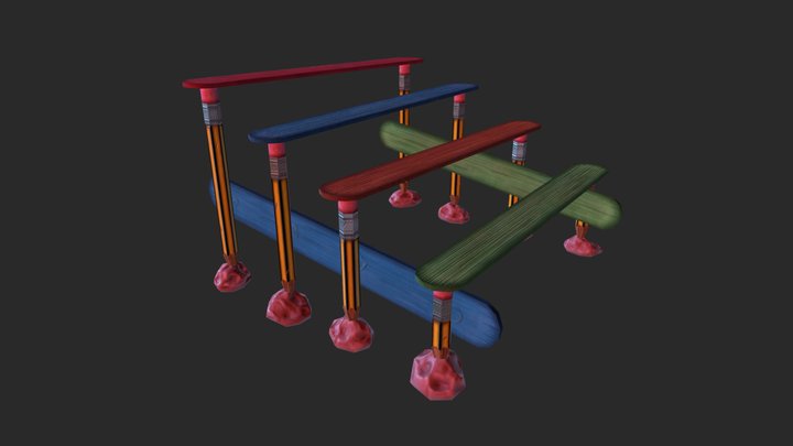 Bench Seats (Miniature Circus) 3D Model