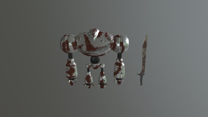 Robot and Sword Texturing 3D Model