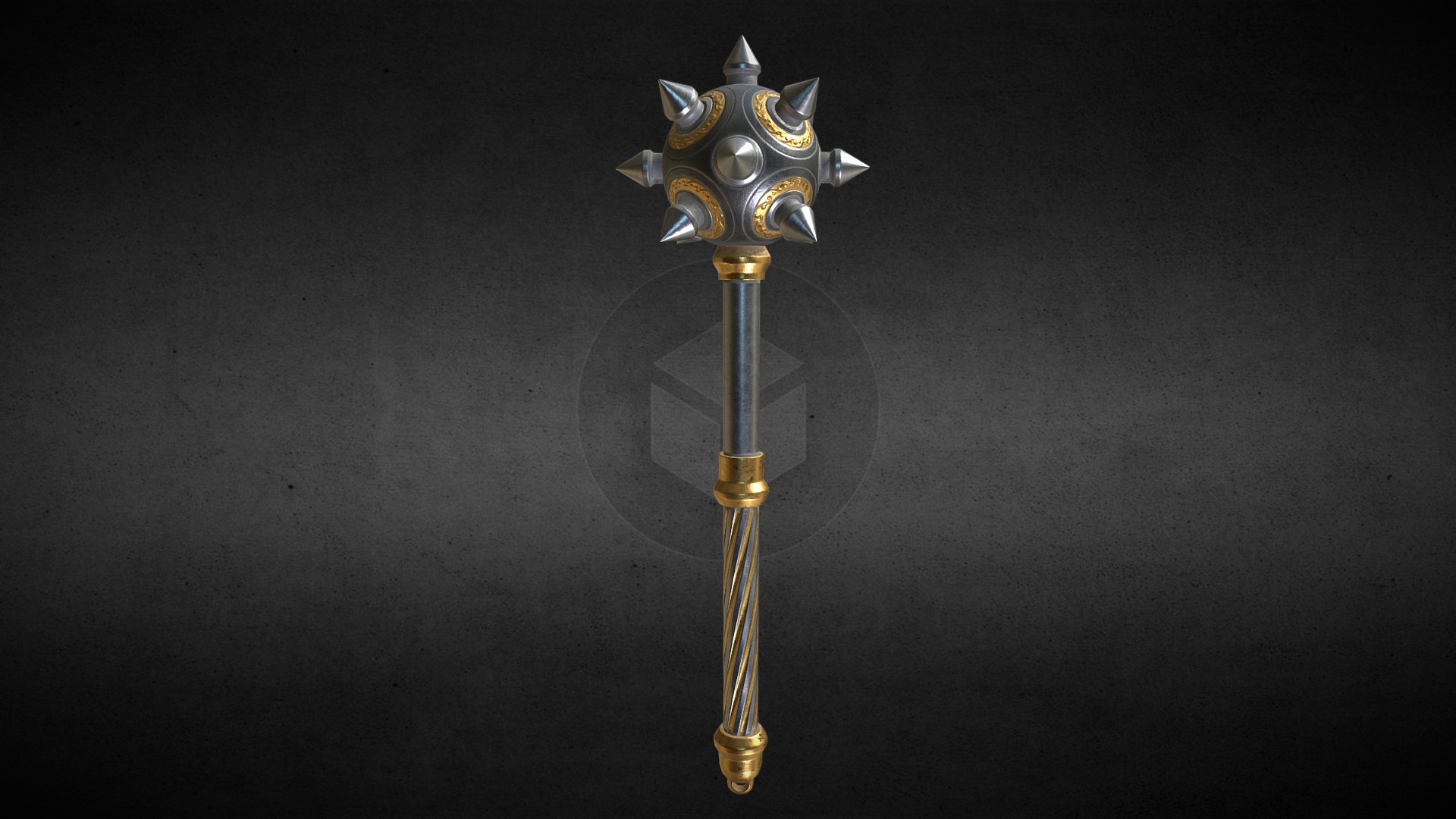 3D model Medieval – Mace 3 – Model & Texture - This is a 3D model of the Medieval - Mace 3 - Model & Texture. The 3D model is about a metal object with a metal handle.