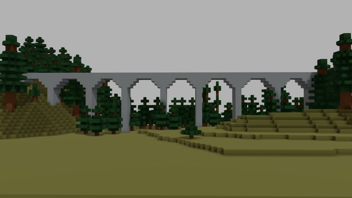 Voxel Viaduct in Telgárt autumn 3D Model