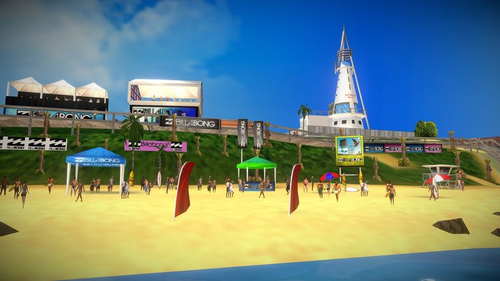 Jeffrey's Bay Low poly Beach map - game ready 3D Model