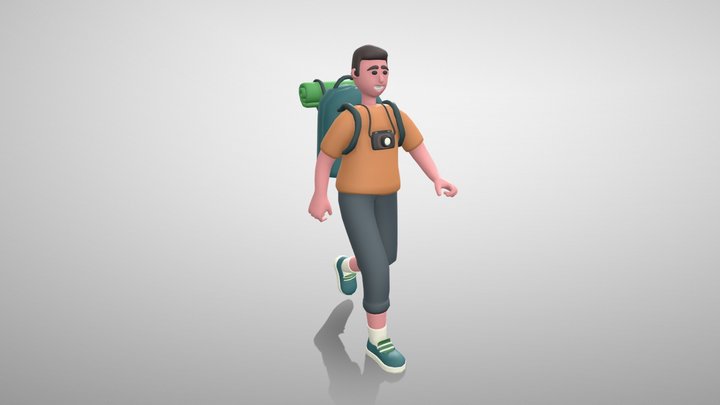 Stylized Man Tourist - Mixamo Rigged Character 3D Model