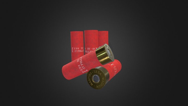 Low Poly Shotgun Shells 3D Model