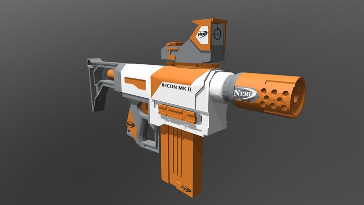 Nerf Modulus Recon MK II+Laser Scope+Short Canon 3D Model