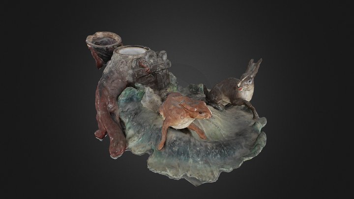 Encrier 19eme siècle Fables de La Fontaine-open 3D Model