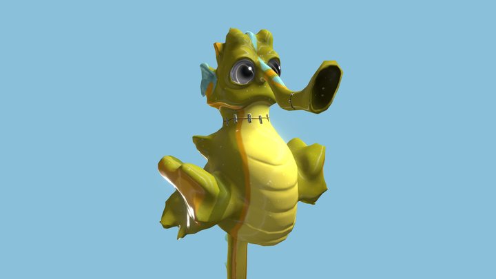 Curly The Seahorse 3D Model