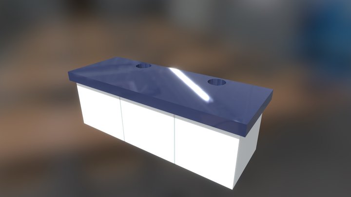 Science/Lab Counter w/ Holes 3D Model