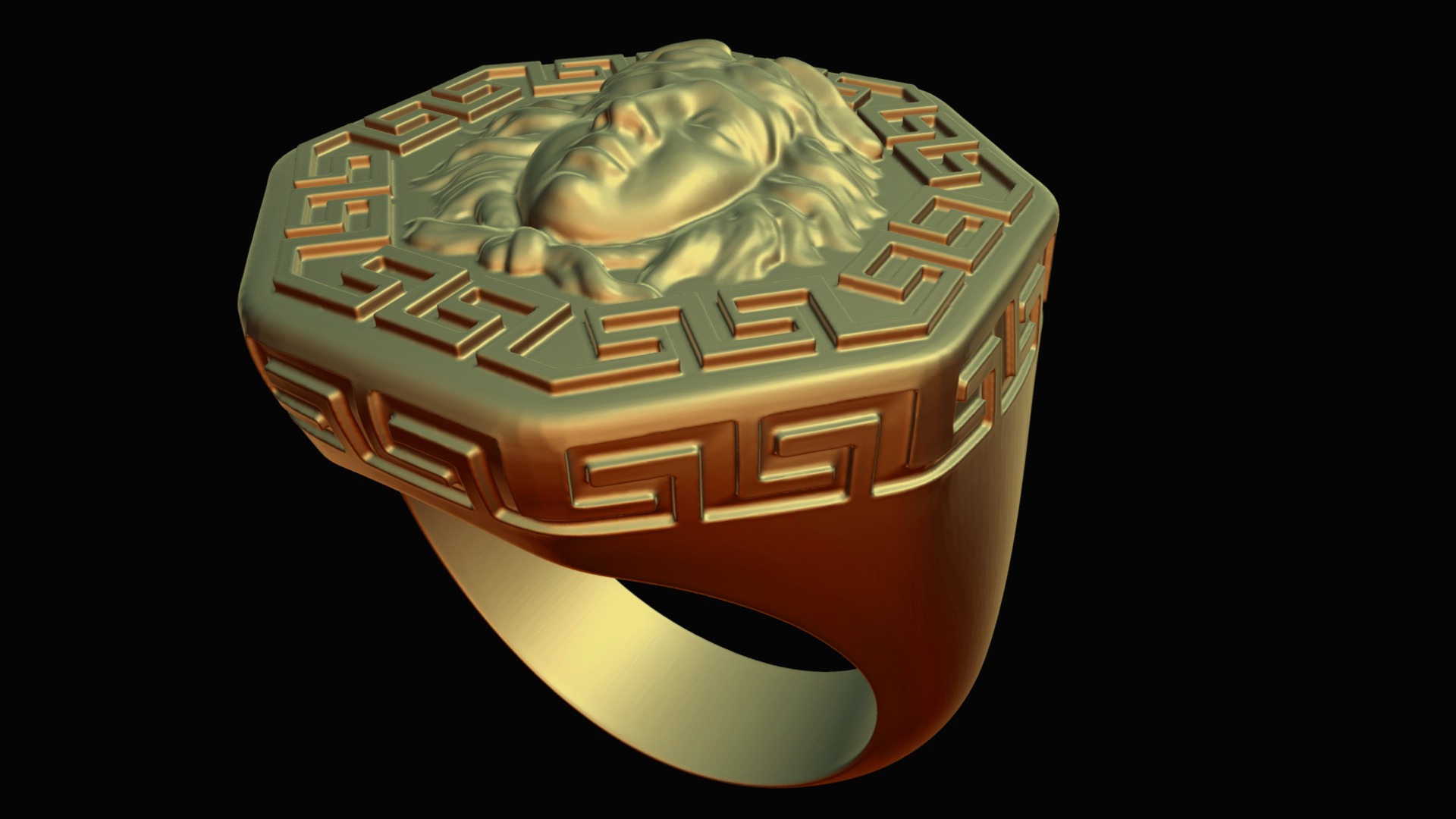 3D model Octogonal Signet Ring Medusa - This is a 3D model of the Octogonal Signet Ring Medusa. The 3D model is about logo.