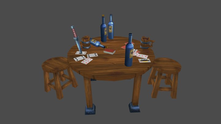 Bar Table Set 3D Model