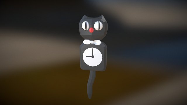 Cat Clock - low poly 3D Model