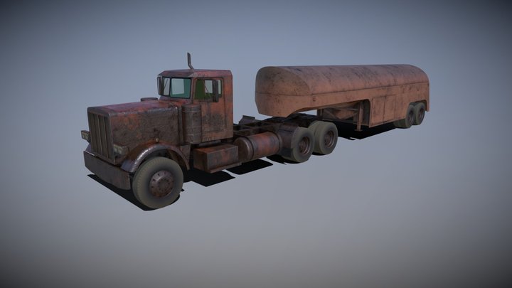 Old Tanker Semi Truck 3D Model