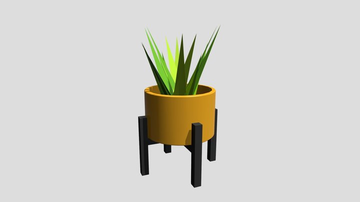 Modern Gold Planter 3D Model