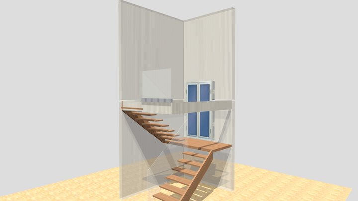 kāpnes ar stiklu margām (Sējas) 3D Model