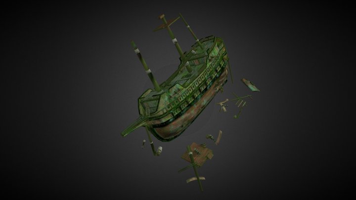 Wreck of a sunken ship 3D Model